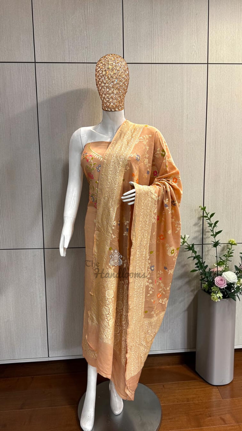 Pure Moonga Georgette Banarasi Dress Material