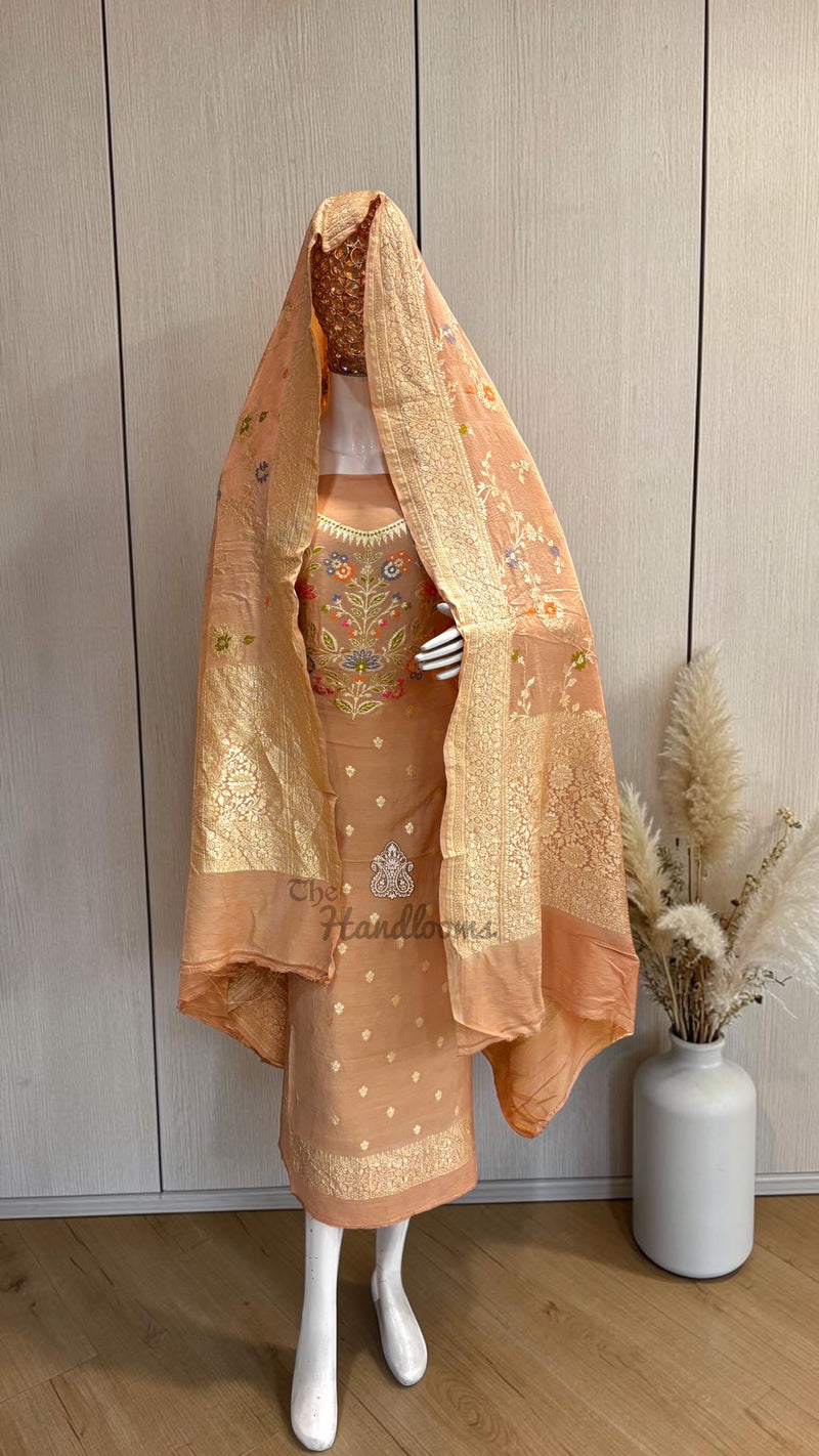Pure Moonga Georgette Banarasi Dress Material