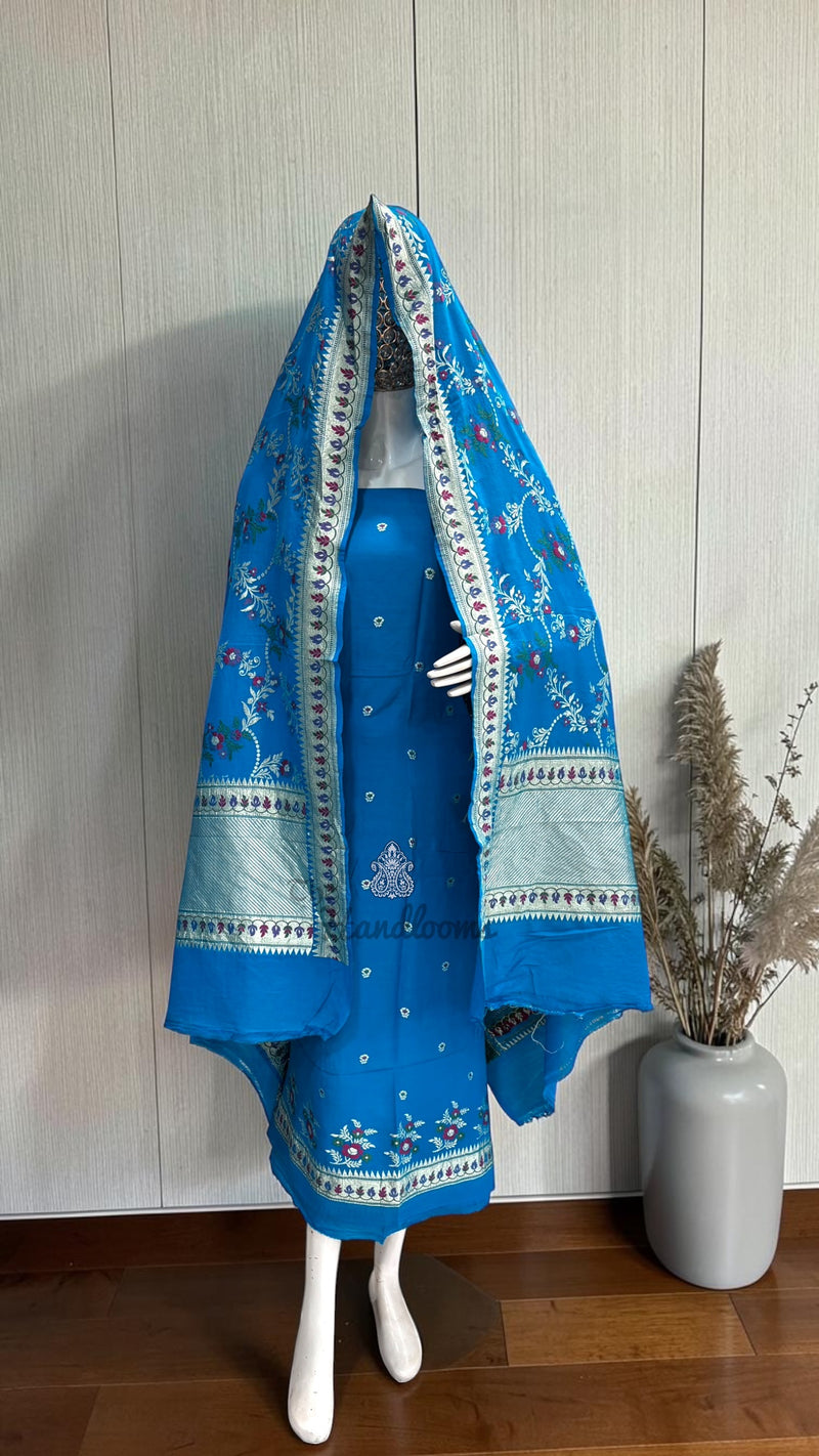 Pure Moonga Georgette Banarasi Dress Material