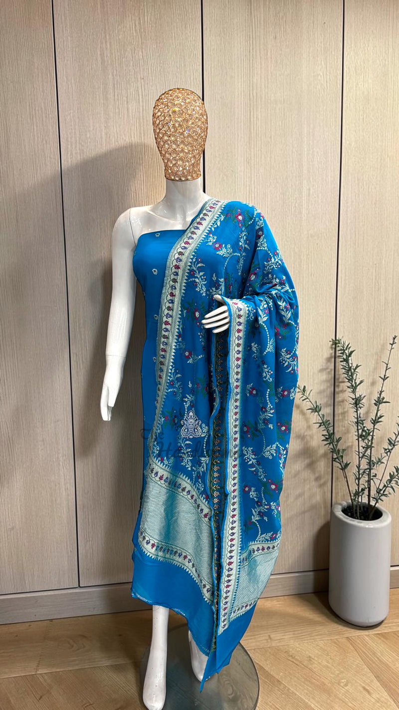 Pure Moonga Georgette Banarasi Dress Material
