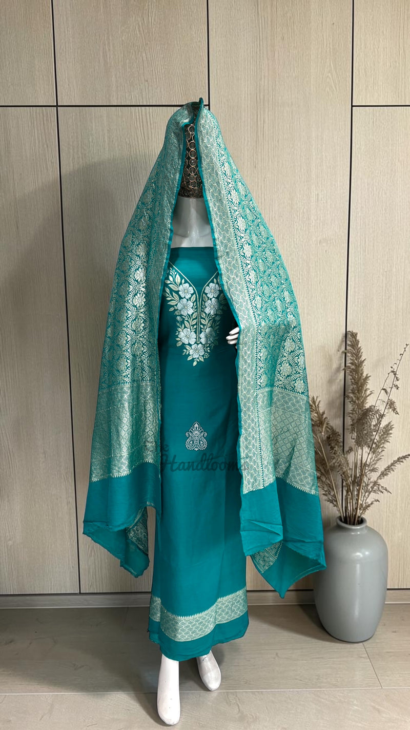 Pure Moonga Georgette Banarasi Dress Material