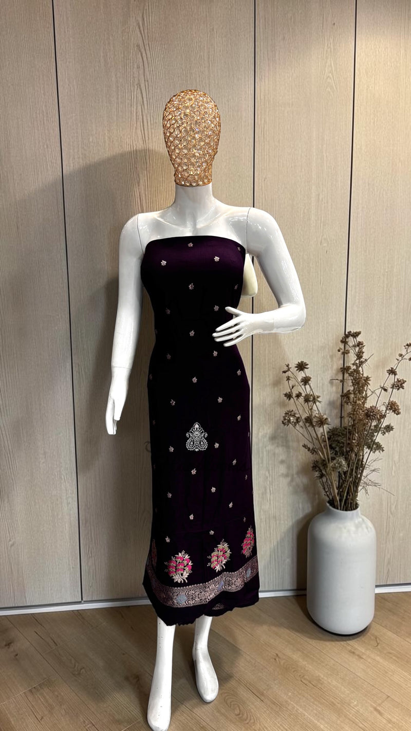 Pure Moonga Georgette Banarasi Dress Material