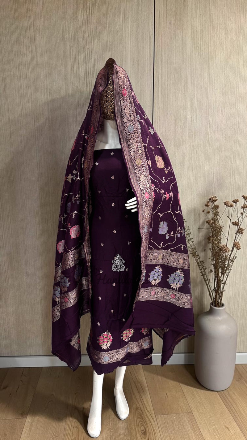 Pure Moonga Georgette Banarasi Dress Material