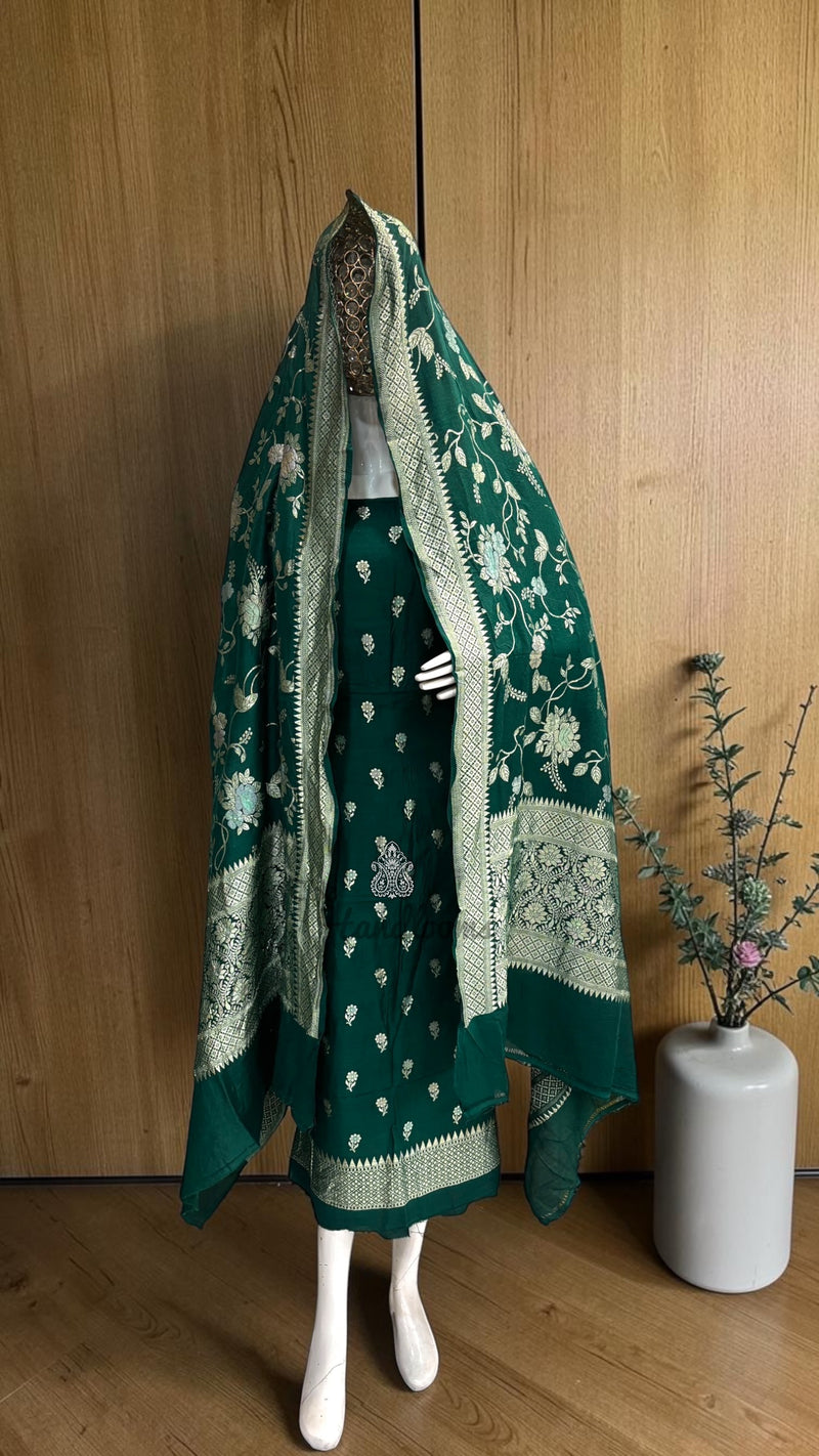 Pure Moonga Georgette Banarasi Dress Material