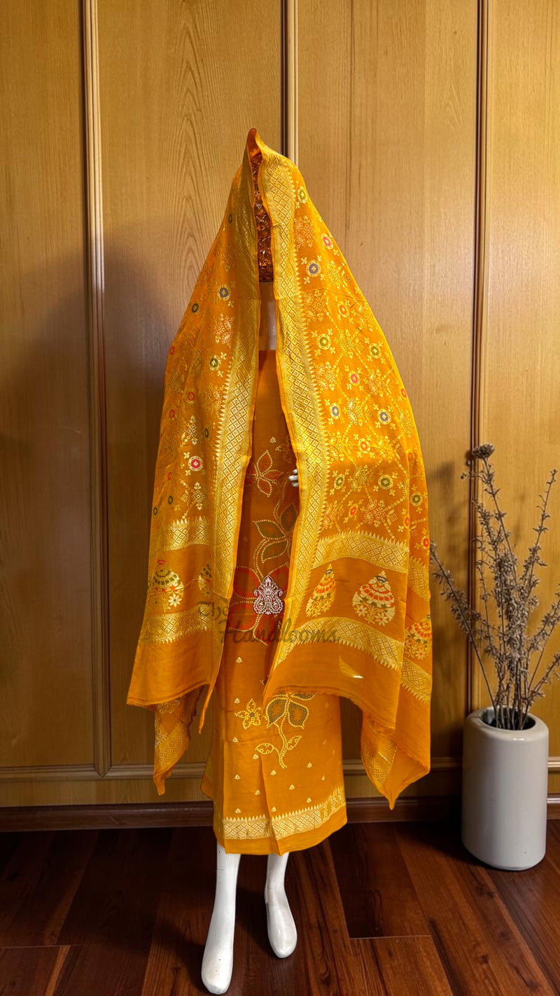 Pure Moonga Georgette Banarasi Dress Material