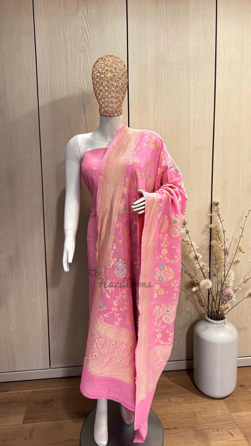 Pure Moonga Georgette Banarasi Dress Material
