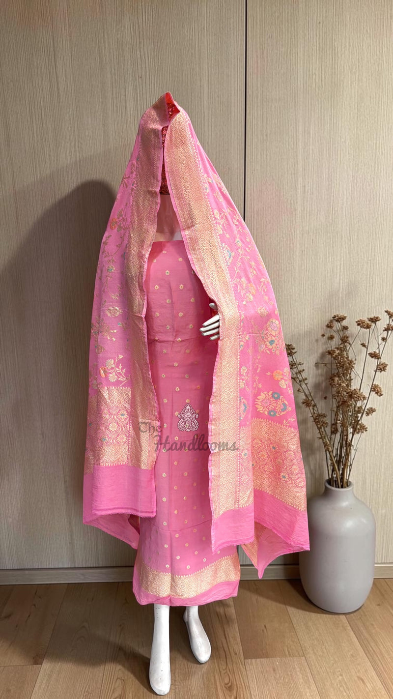 Pure Moonga Georgette Banarasi Dress Material