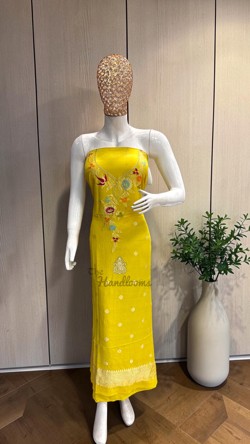 Pure Moonga Georgette Banarasi Dress Material