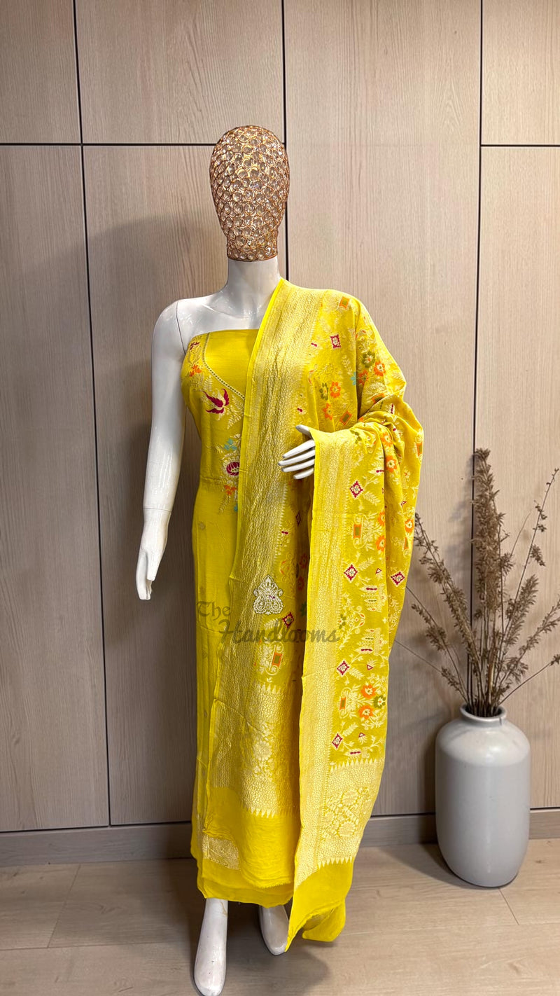 Pure Moonga Georgette Banarasi Dress Material