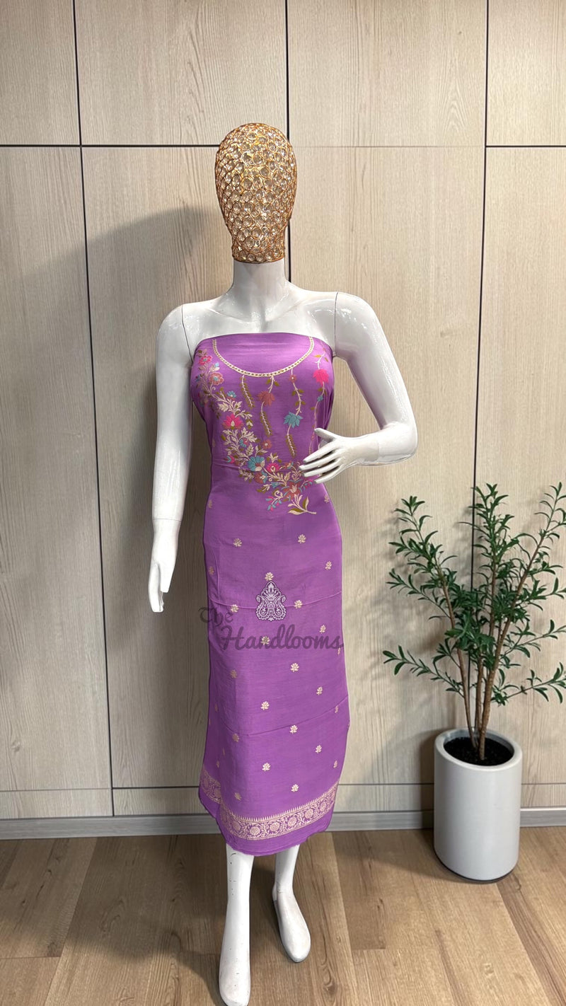 Pure Moonga Georgette Banarasi Dress Material