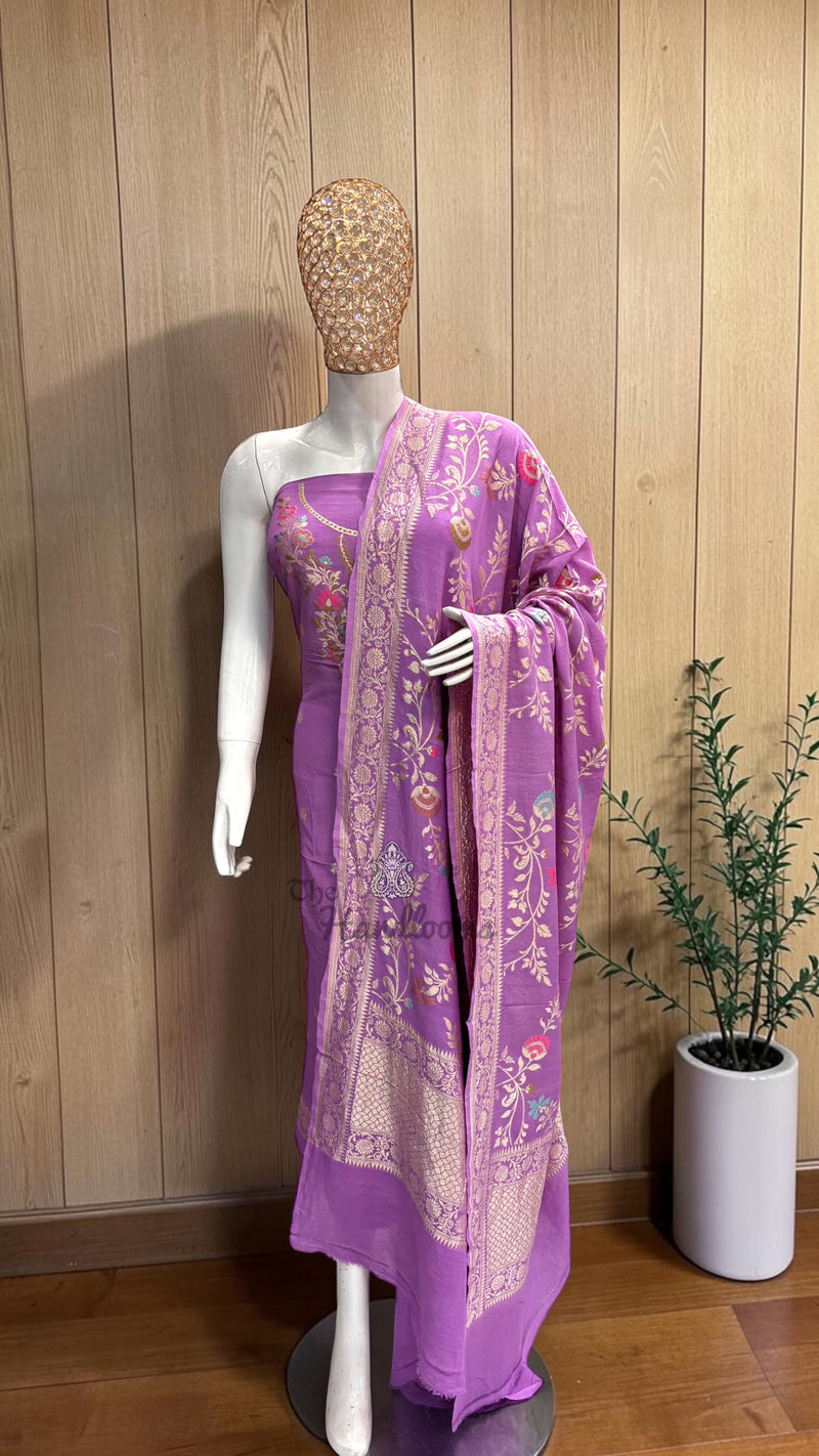 Pure Moonga Georgette Banarasi Dress Material