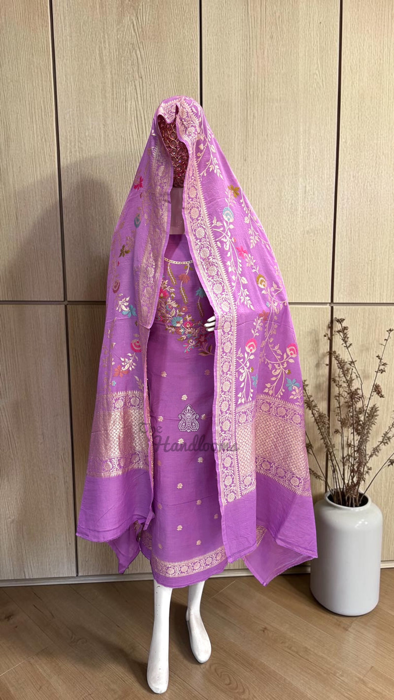 Pure Moonga Georgette Banarasi Dress Material