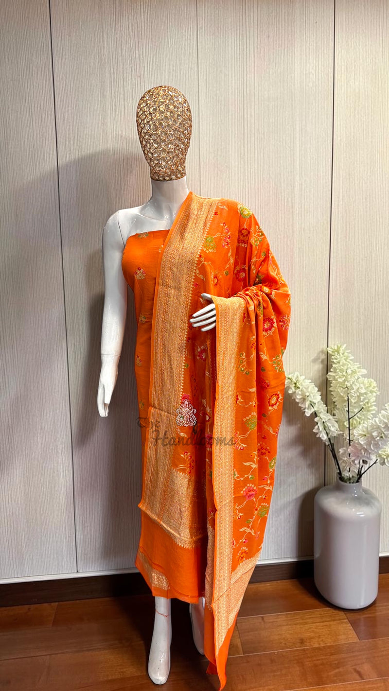 Pure Moonga Georgette Banarasi Dress Material