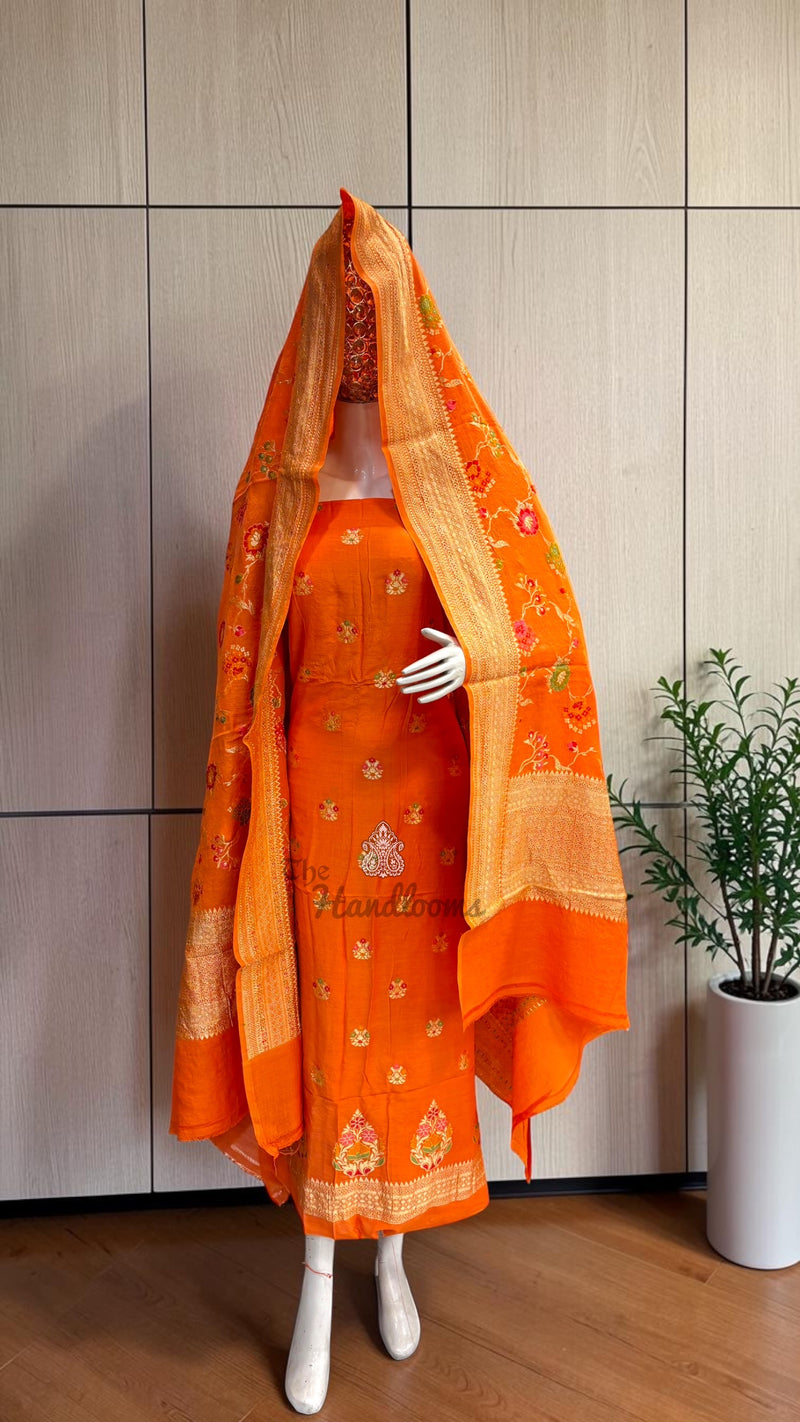 Pure Moonga Georgette Banarasi Dress Material