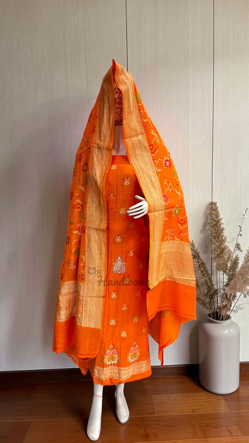 Pure Moonga Georgette Banarasi Dress Material