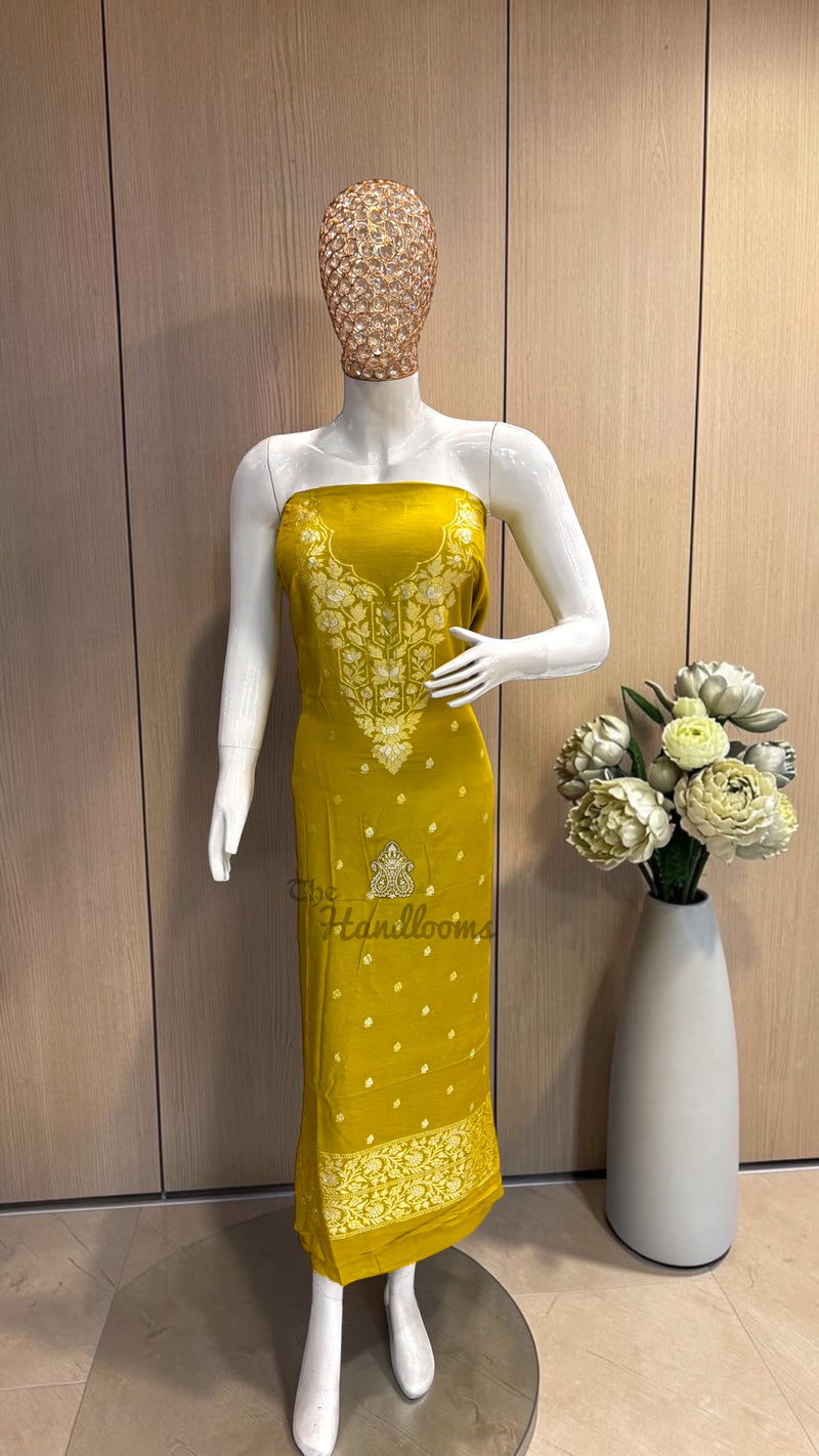 Pure Moonga Georgette Banarasi Dress Material