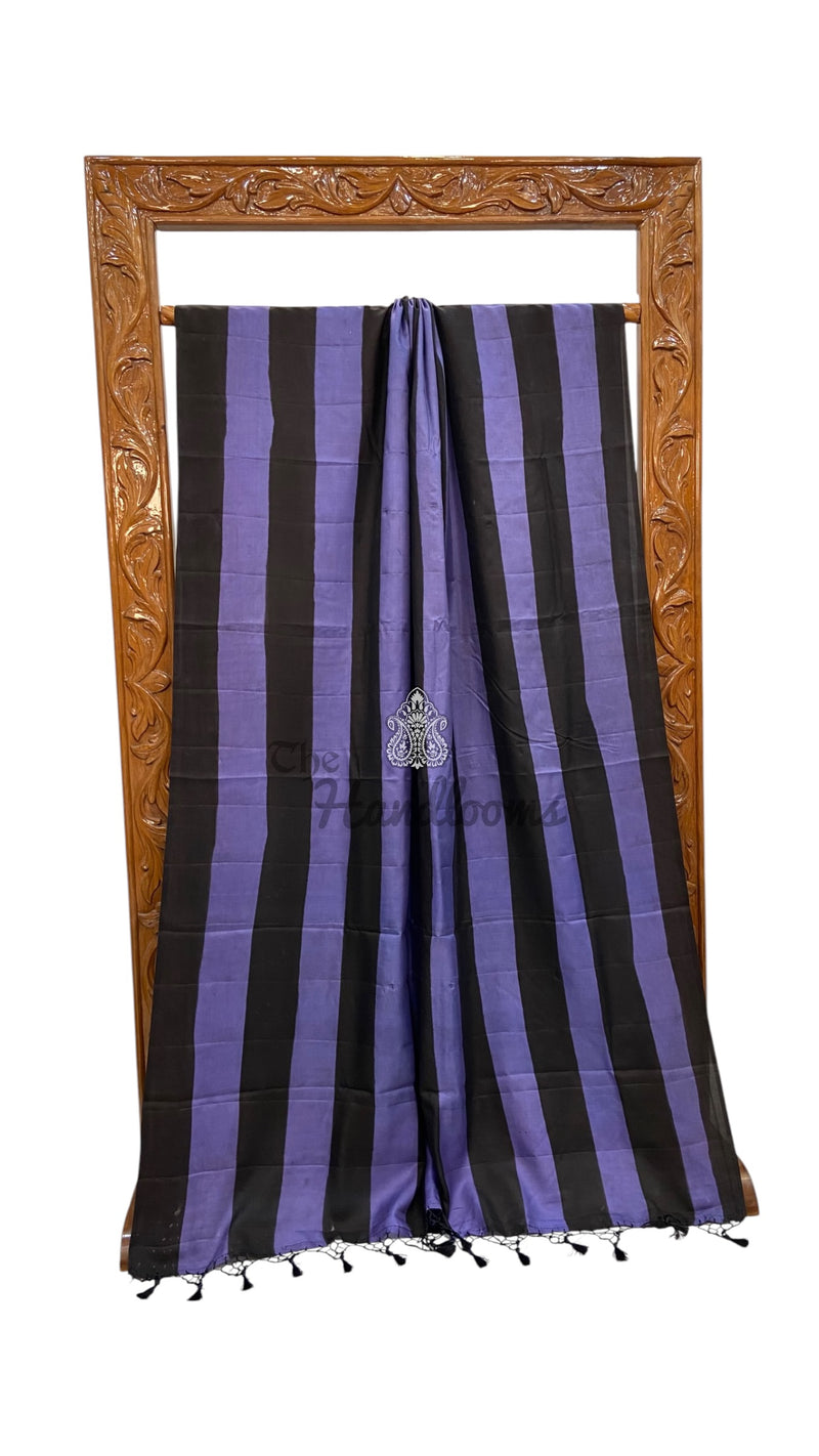 Pure Katan Silk Handloom Banarasi Saree-Stripe