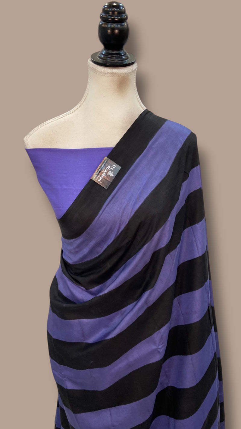 Pure Katan Silk Handloom Banarasi Saree-Stripe
