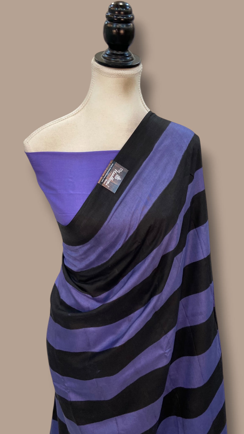 Pure Katan Silk Handloom Banarasi Saree-Stripe