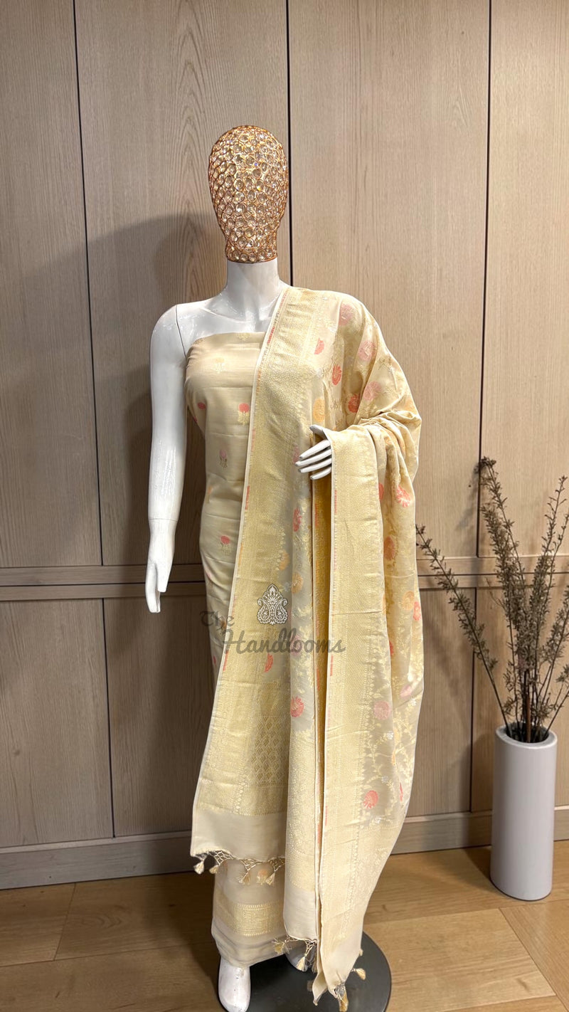 Pure Moonga Georgette Banarasi Dress Material