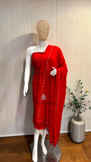 Pure Georgette Banarasi Chikankari Dress Material - The Handlooms