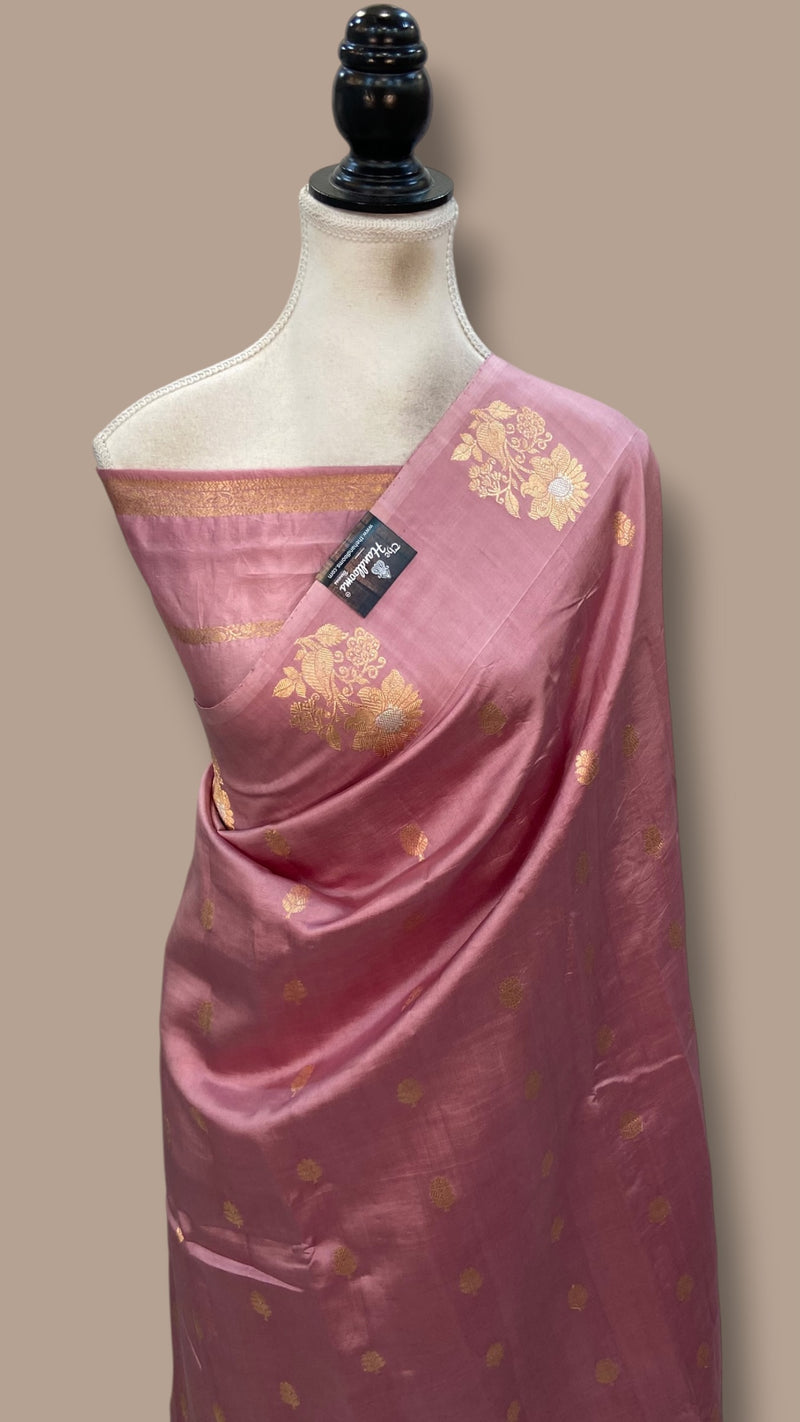 Pure Mango Silk Banarasi Handloom Saree - All Over Kadua Motifs