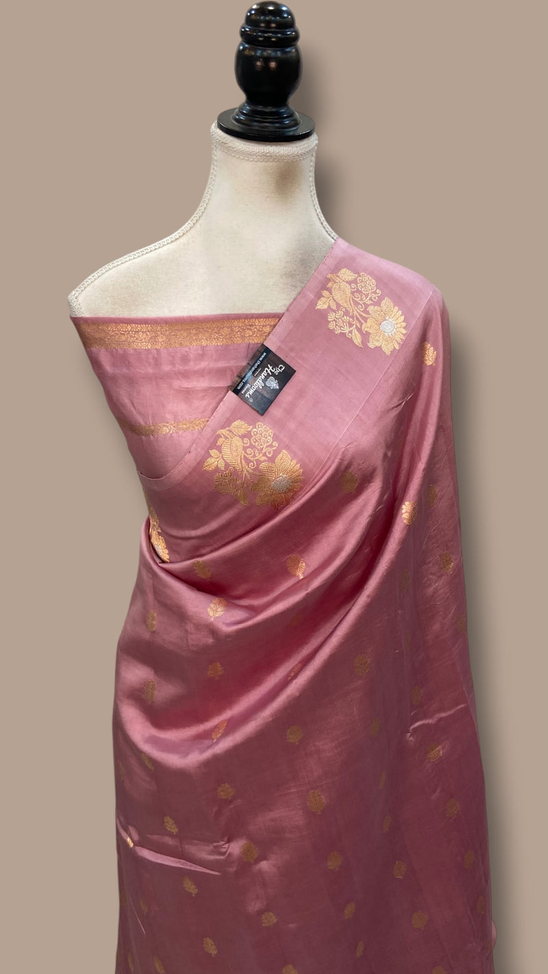 Pure Mango Silk Banarasi Handloom Saree - All Over Kadua Motifs