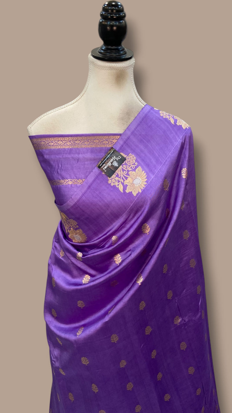 Pure Mango Silk Banarasi Handloom Saree - All Over Kadua Motifs