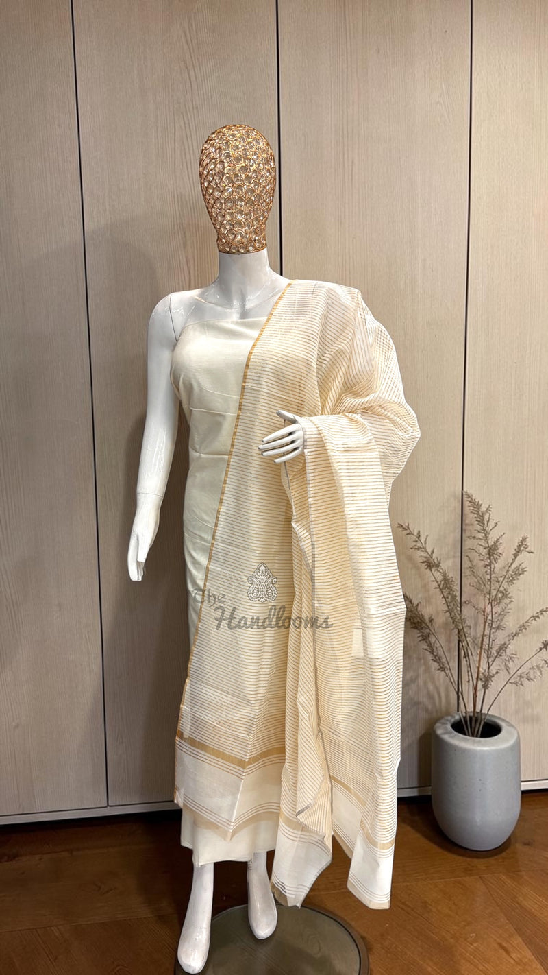 Pure Chanderi Cotton Banarasi Dress Material