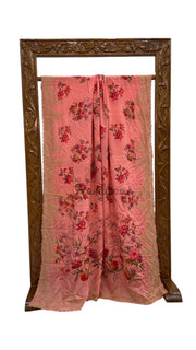 Pure Georgette Handloom Banarasi Saree - Chikanka With Digital Print - The Handlooms