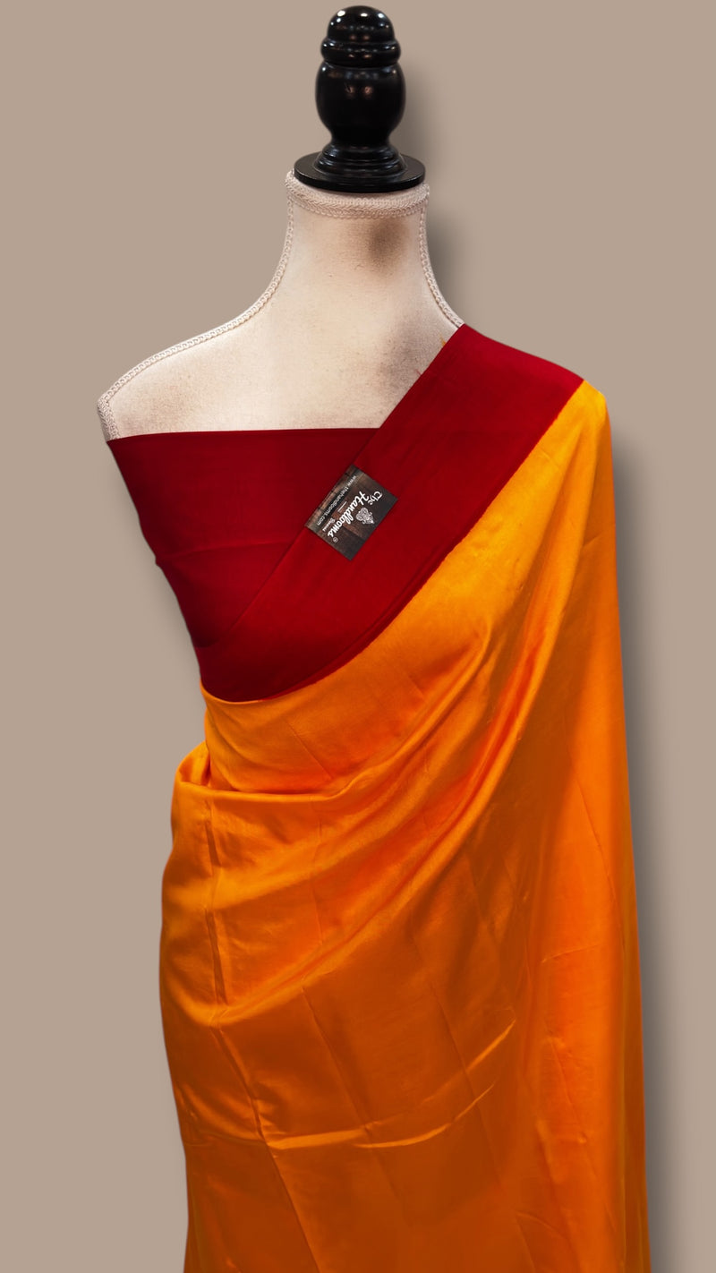 Pure Katan Chiniya Silk Handloom Banarasi Saree-Plain