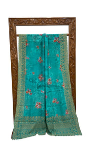 Pure Georgette Handloom Banarasi Saree - Chikanka With Digital Print - The Handlooms