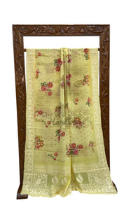 Pure Georgette Handloom Banarasi Saree - Chikanka With Digital Print - The Handlooms