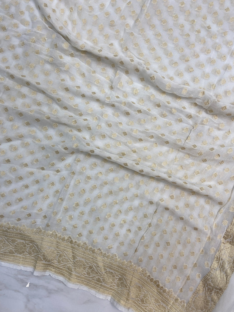 Pure Khaddi Georgette Handloom Dupatta - The Handlooms