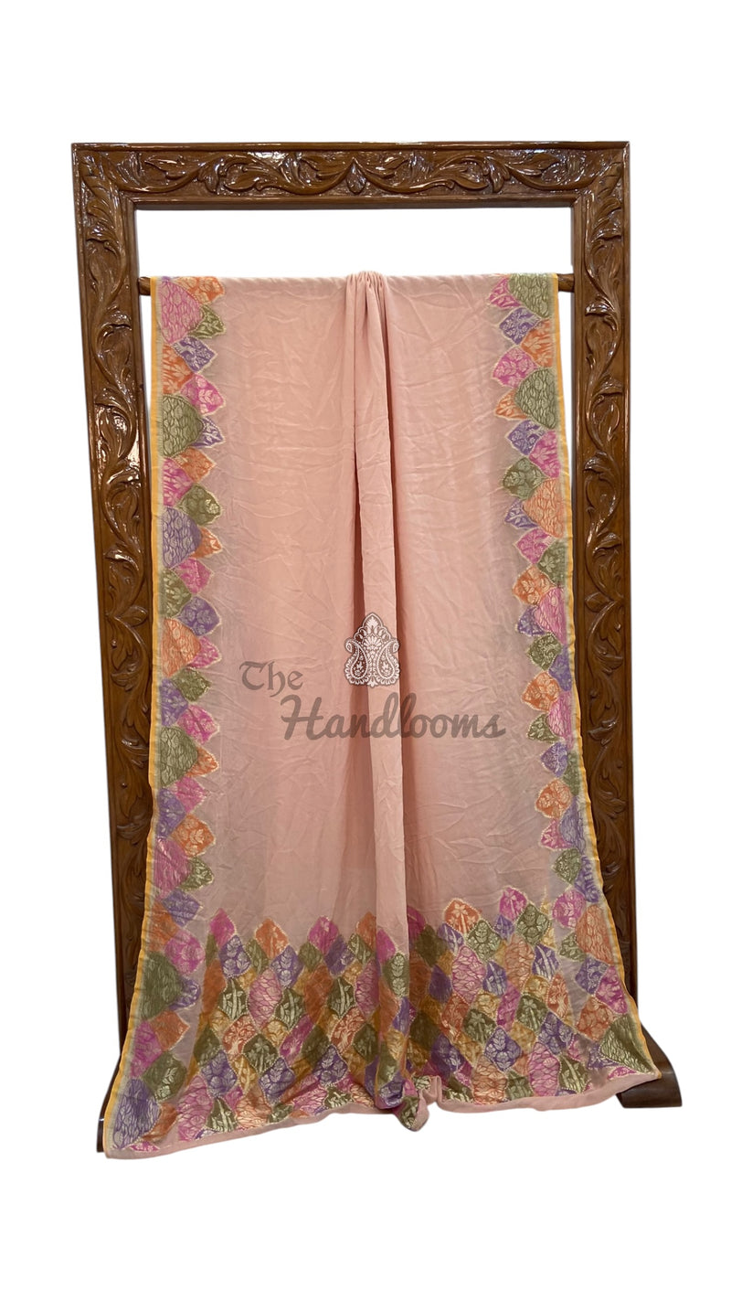 Pure Khaddi Georgette Handloom Banarasi Saree - Water Zari