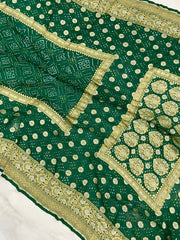 Pure Georgette Banarasi Bandhej Handloom Saree - The Handlooms