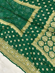 Pure Georgette Banarasi Bandhej Handloom Saree - The Handlooms