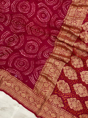Pure Georgette Banarasi Bandhej Handloom Saree - The Handlooms