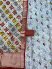 Pure Chanderi Cotton Banarasi Dress material - The Handlooms