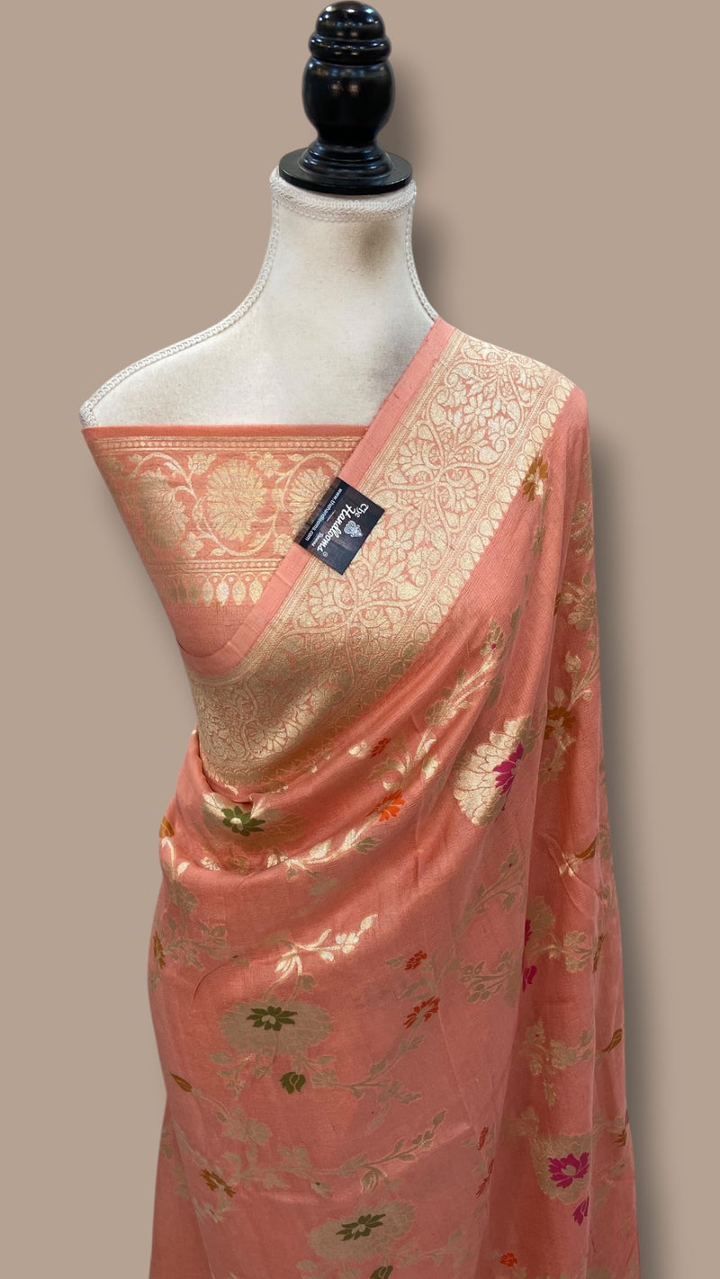 Pure Tussar Georgette Handloom Banarasi Saree With Meenakari
