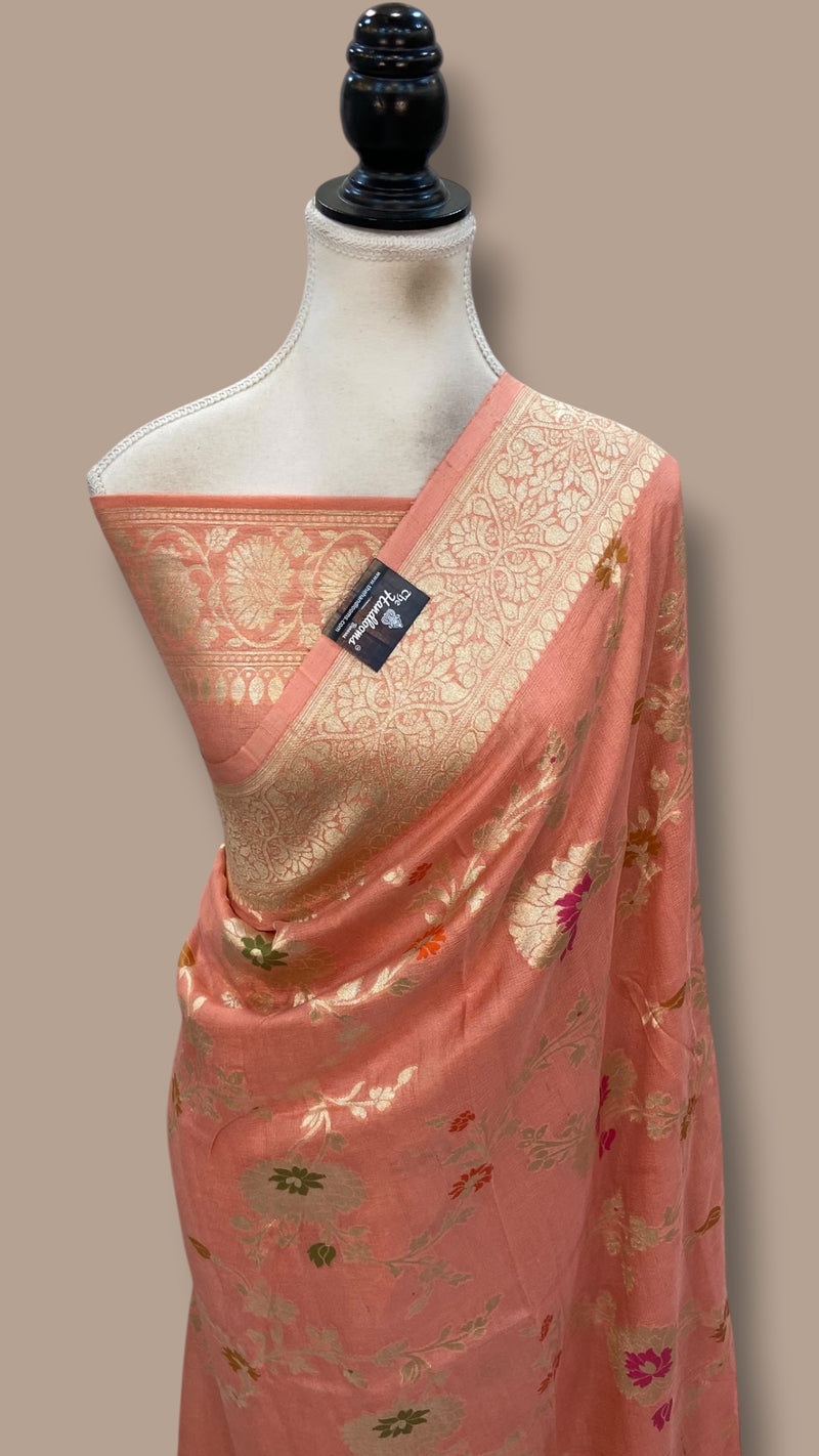 Pure Tussar Georgette Handloom Banarasi Saree With Meenakari