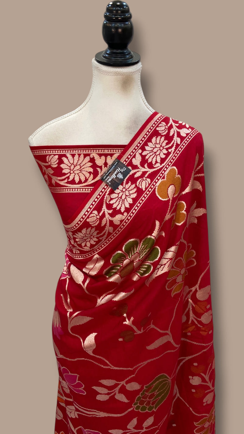 Pure Tussar Georgette Handloom Banarasi Saree With Meenakari