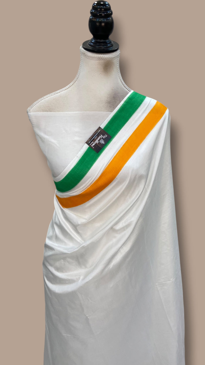 Tri Color Pure Katan Silk Banarasi Handloom Saree