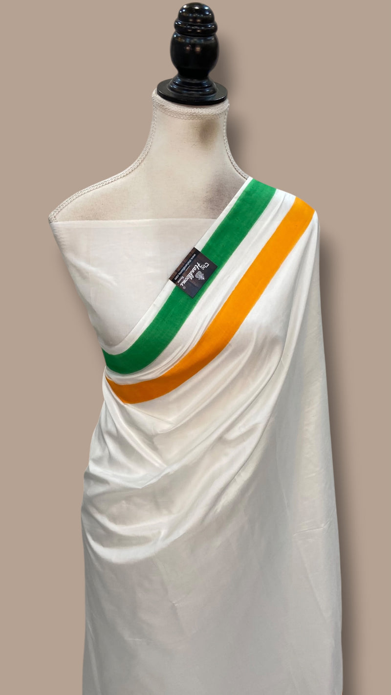 Tri Color Pure Katan Silk Banarasi Handloom Saree