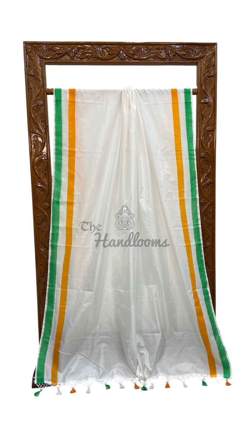 Tri Color Pure Katan Silk Banarasi Handloom Saree