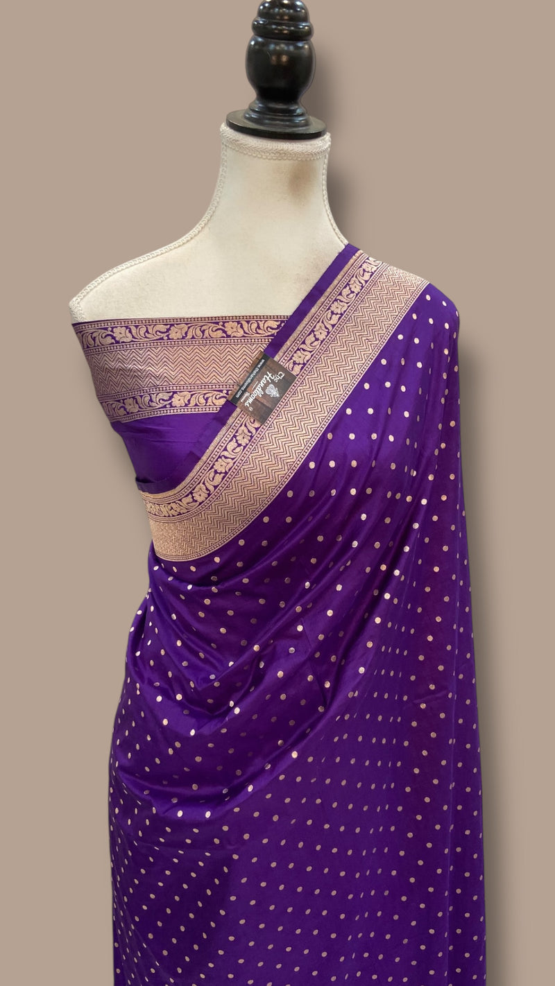 Pure Katan Silk Banarasi Handloom Saree - All Over Jaal Work - The Handlooms