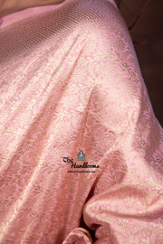 Onion Pink Pure Katan Silk Banarasi Handloom Saree - Tanchui Brocade - The Handlooms