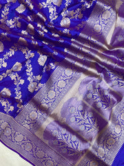 Pure Katan Silk Banarasi Handloom Saree - All over Sona Roopa Jaal work - The Handlooms