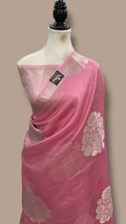 Pink Pure Kora Handloom Banarasi Saree - The Handlooms
