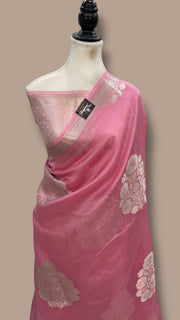 Pink Pure Kora Handloom Banarasi Saree - The Handlooms